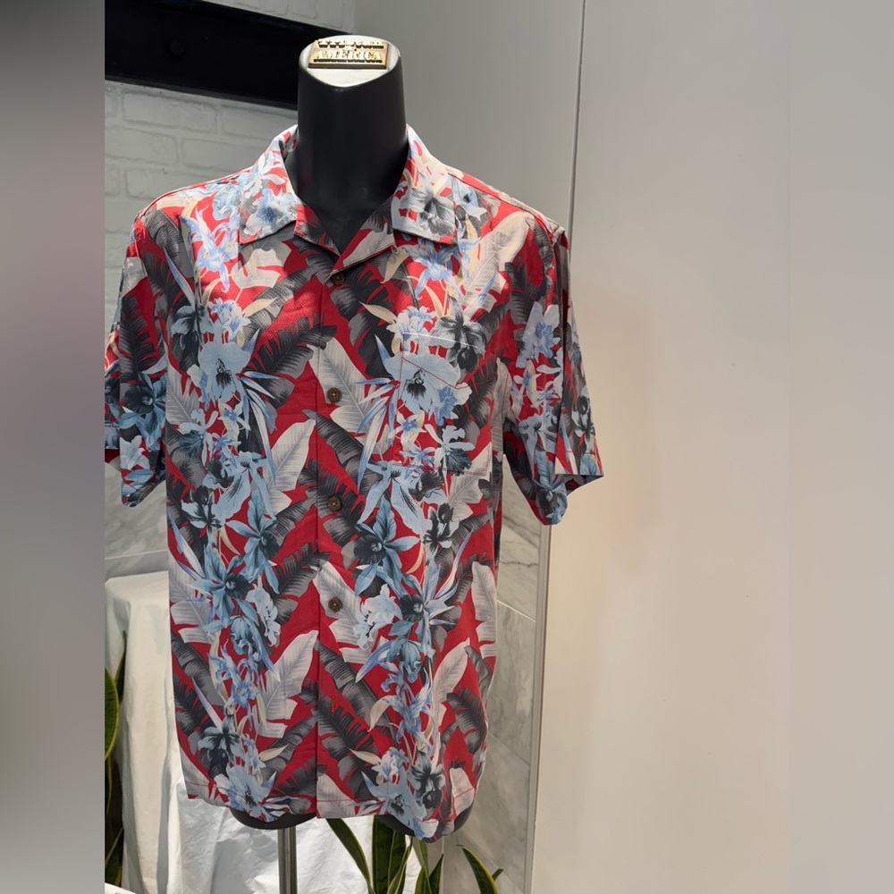 Tommy bahama Tropical Red and Blue Men's silk Shirt